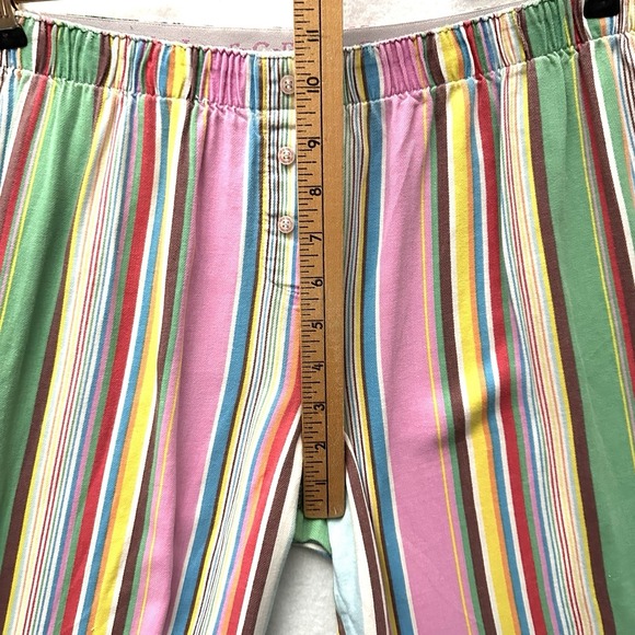 Victoria's Secret Vintage Y2K Large L Rainbow Striped Cotton Pajama Set Flannel - Picture 6 of 16